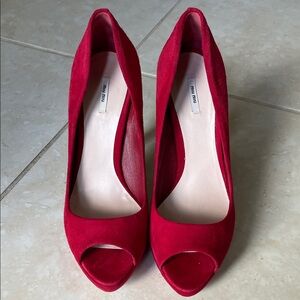 Authentic Miu Miu Vibrant Red Suede Heels